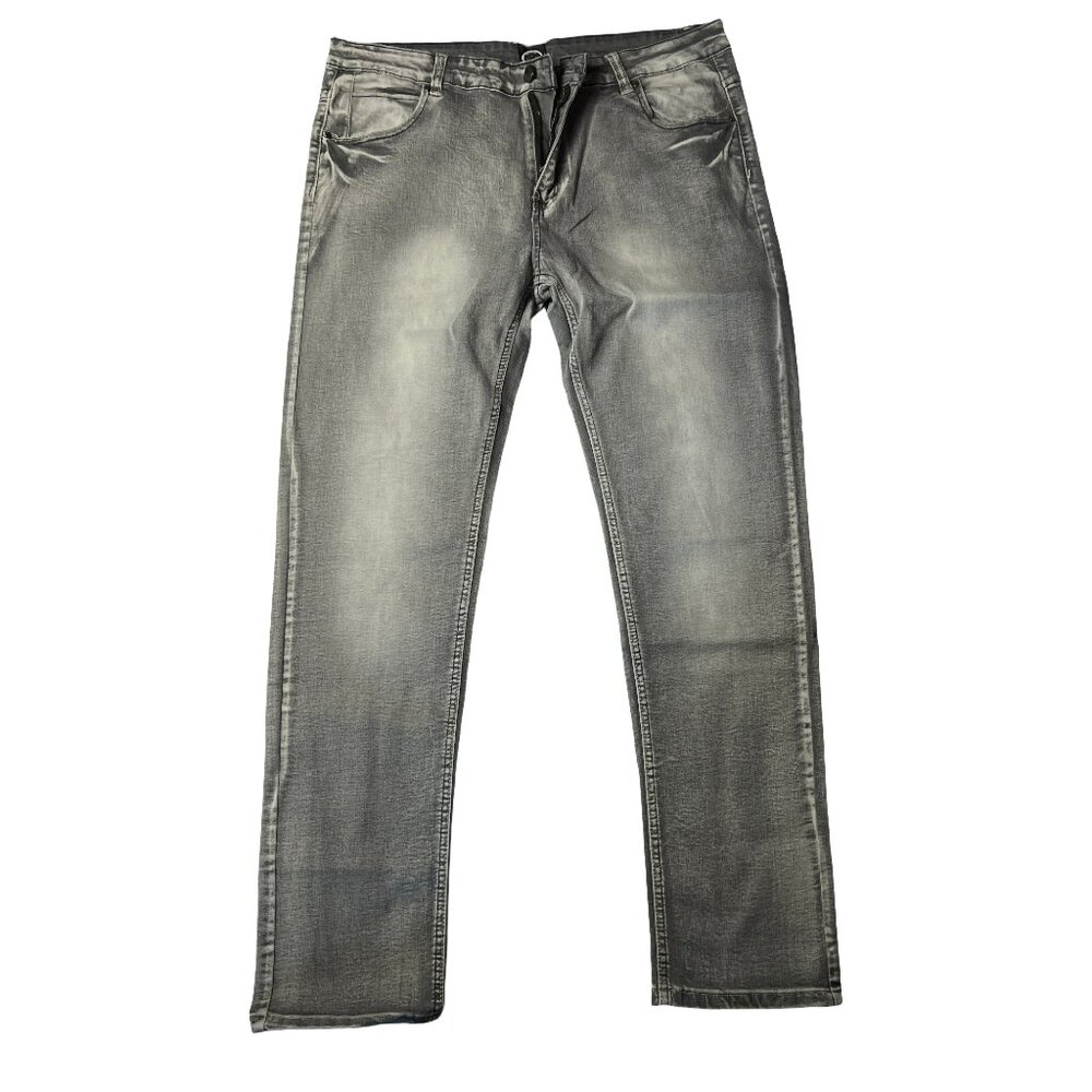Men's Slim Fit Light Wash Gray Denim Jeans